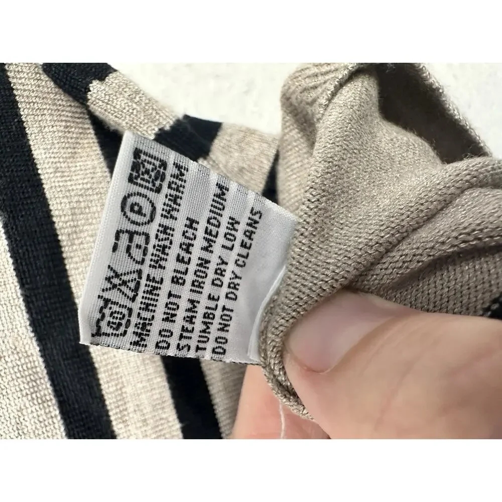 Cielo Sweater Womens M Black Tan Stripe Mockneck Top Dainty Preppy Viscose - Picture 7 of 8
